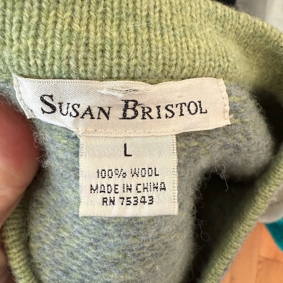 VTG Susan Bristol 100% Wool Alpine Women's Sz L Jacket Sweater Nickel Clips - Picture 4 of 4